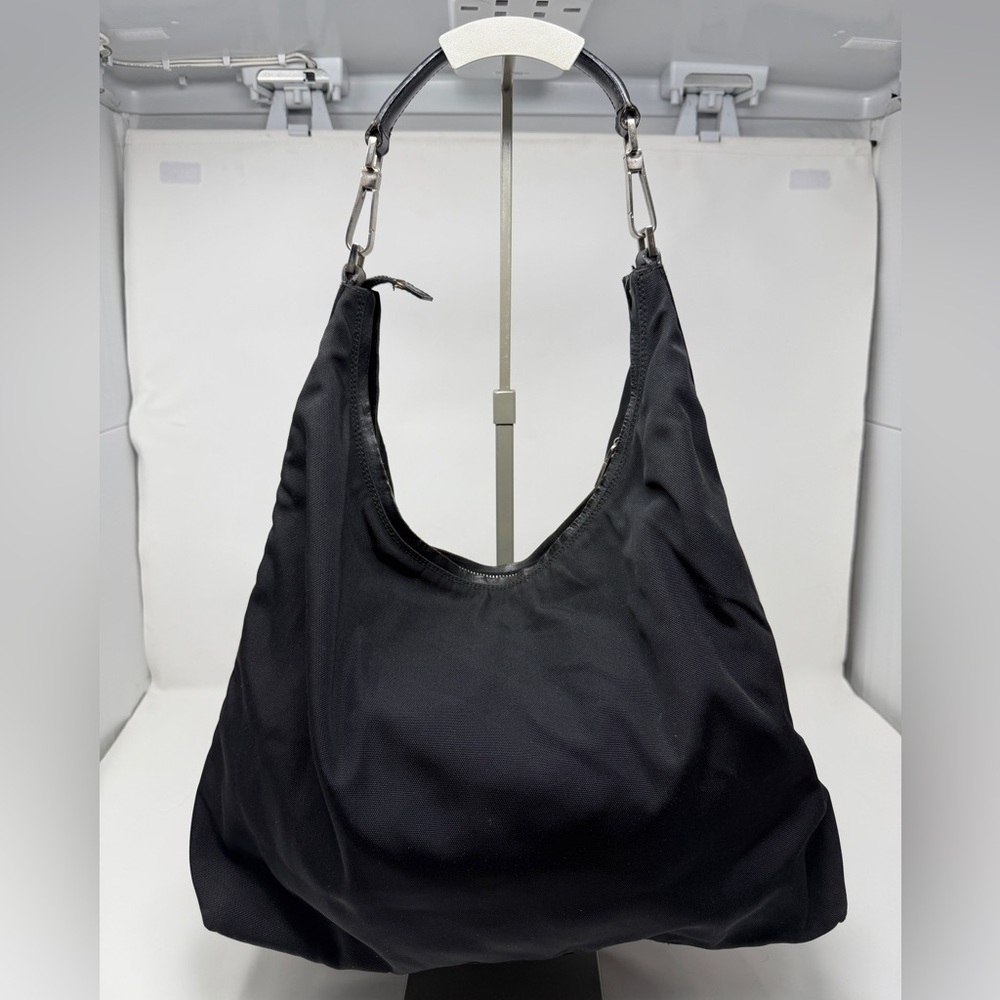 GUCCI Black Nylon Leather Hobo Bag - Picture 8 of 11